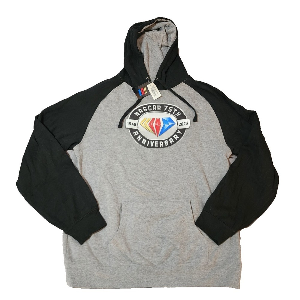 NASCAR® (Men's XL) 75th Anniversary Pullover Hoodie Sweatshirt, Black/Grey - $59